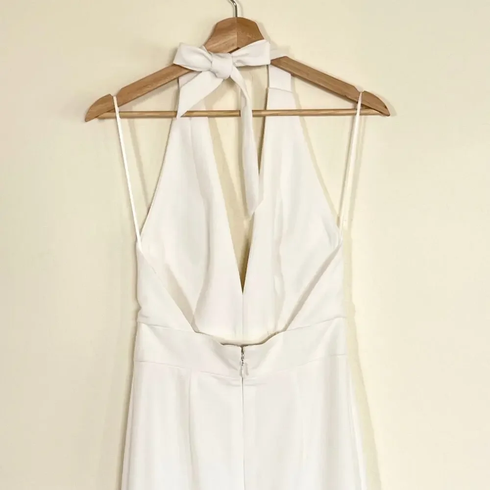 Dress the Population Camden Floor Length Formal Halter Neck Gown White Small